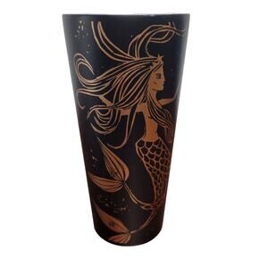 Starbucks 2016 Matte Black & Gold Siren Mermaid Stainless Tumbler 16oz NO LID